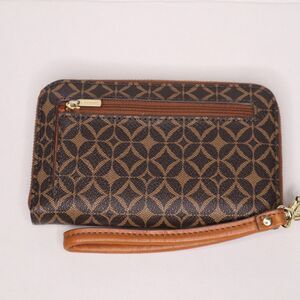 FOSSIL Sydney Women's Zip Around Closure Wallet With Strap Brown 6.5 in x 4 in
